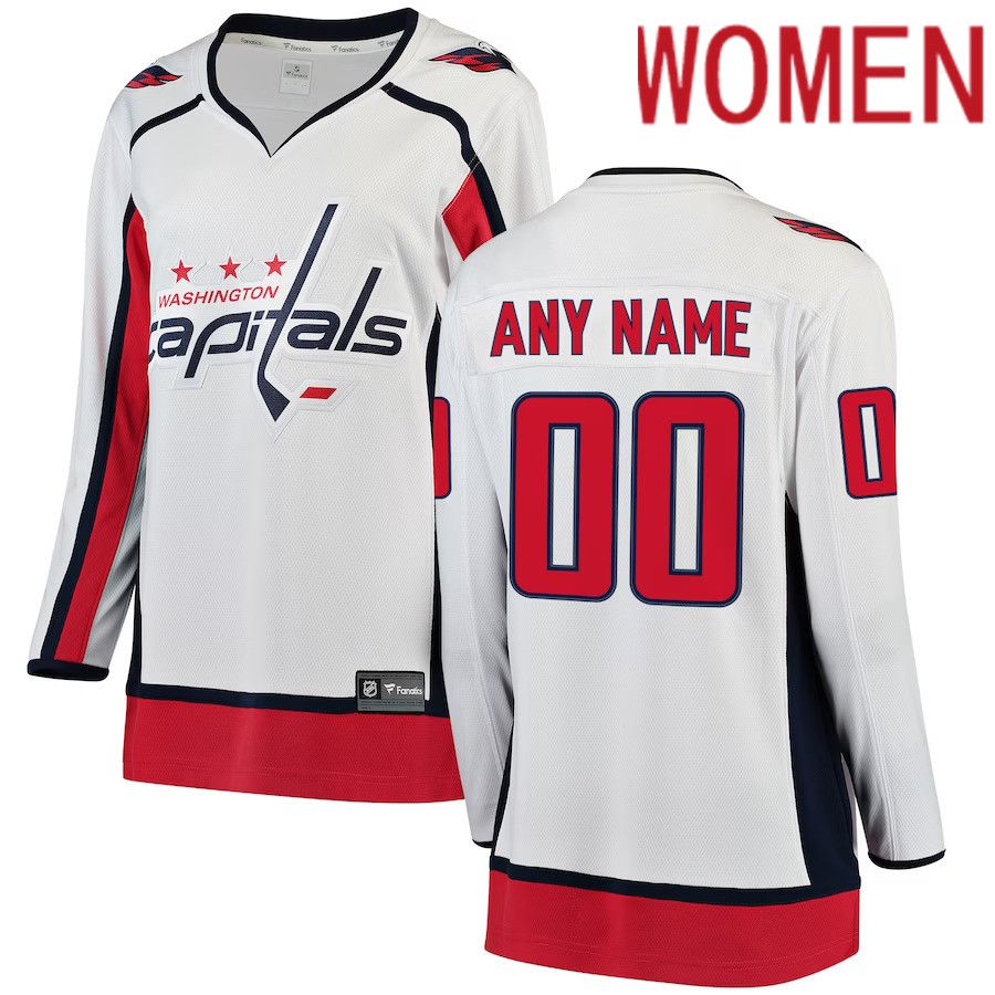 Women Washington Capitals Fanatics Branded White Away Breakaway Custom NHL Jersey->women nhl jersey->Women Jersey